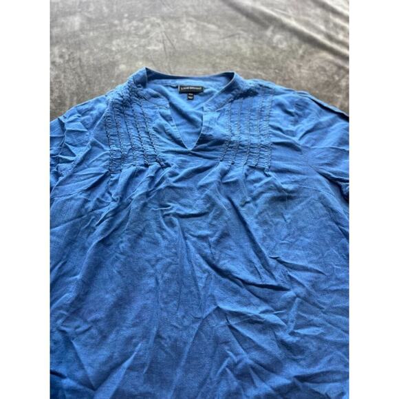 Lane Bryant Shirt Womens Plus‎ Size 18/20 Blouse Blue V Neck Slit Top Classic - Picture 1 of 5